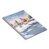 Kerstairlandschap met sneeuwdekhuis notitieboek (Rechterzijde)