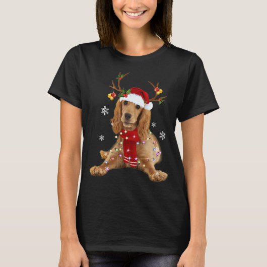 Kerstairlicht voor Cocker Spaniel T-shirt (Voorkant)