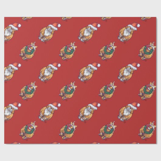 Kerstairpatroon met kop en staart cadeaupapier (Vlak)