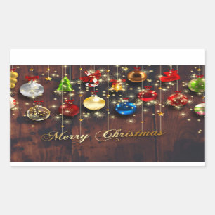 Kerstairversiering en sneeuwvlokken rechthoekige sticker