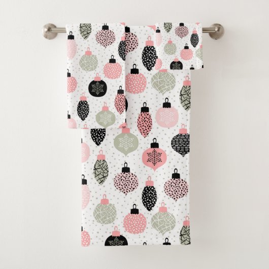 Kerstairversieringen Roze en Groene Witte Achtergr Bad Handdoek (Insitu)