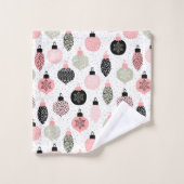 Kerstairversieringen Roze en Groene Witte Achtergr Bad Handdoek (Wasdoekje)