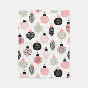 Kerstairversieringen Roze en Groene Witte Achtergr Fleece Deken