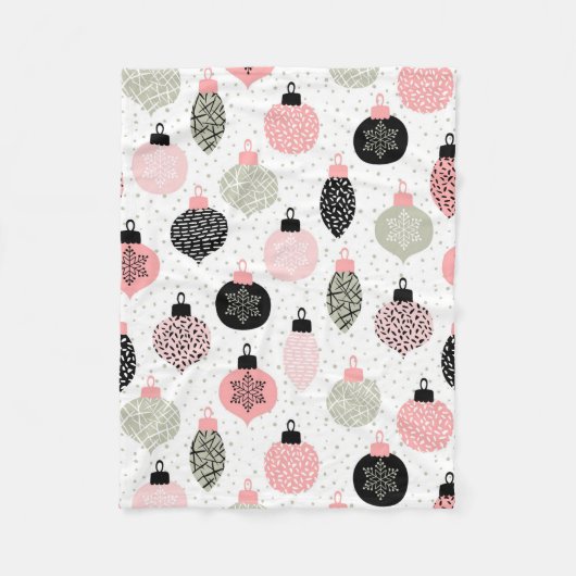 Kerstairversieringen Roze en Groene Witte Achtergr Fleece Deken (Voorkant)