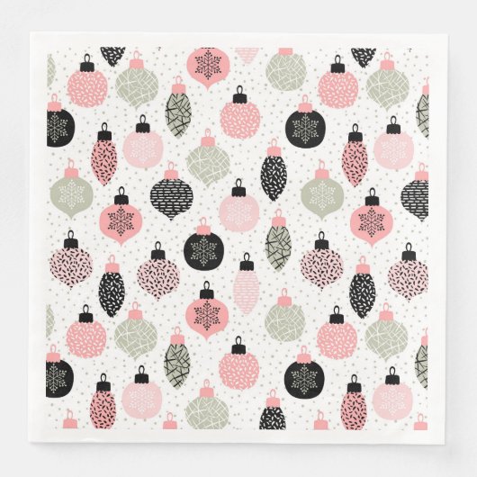 Kerstairversieringen Roze en Groene Witte Achtergr Servet (Voorkant)