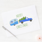  kerstakelwagen RV-kerstabel Ovale Sticker (Envelop)