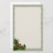 Kerstakerbroeken voor Holly en Pine Cone Briefpapier (Voorkant / Achterkant)