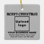 Kerstakergrijs vierkant keramisch sieraadje keramisch ornament (Voorkant)