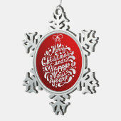 Kerstakerkerstversiering met vrolijk kerstfeest tin sneeuwvlok ornament (Rechts)