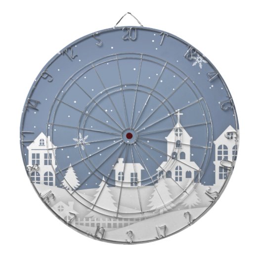 Kerstakerlandschap Dartbord (Voorkant)