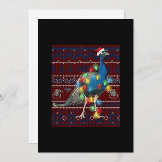 Kerstakerlicht met pacock lights Ugly Sweater Goat Feestdagenkaart (Voorkant / Achterkant)