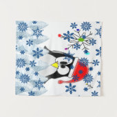Kerstakerpinguïn Wandkleed (Voorkant (horizontaal))