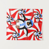 Kerstakerpinguïn Wandkleed (Voorkant (horizontaal))