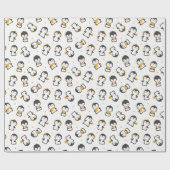 Kerstakerpinguïns op witte kerst cadeaupapier (Vlak)