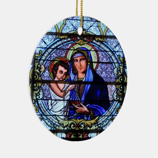 Kerstakerraam in Glas in lood Keramisch Ornament (Rechts)