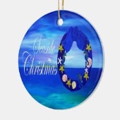 Kerstakerversiering aan de kust van de zee keramisch ornament (Links)