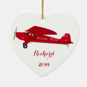 Kerstakerversiering van het vliegtuig met de hartn keramisch ornament (Achterkant)