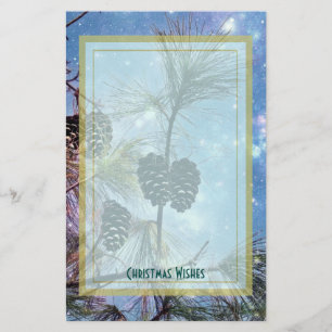 Kerstakkegels onder een sterrenhemel briefpapier