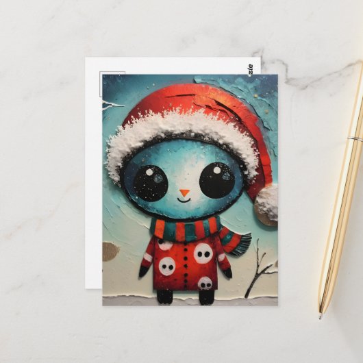 KerstAlien Briefkaart (Voorkant / Achterkant in situ)