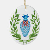 Kerstanananas Blauw en Witte Ginger Jar Keramisch Ornament (Rechts)