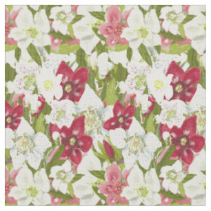 Kerstanemonen-Geschilderde Hellebores Bloemen Stof