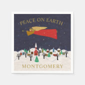 Kerstanendorp Vrede op Aarde Monogram Servet (Voorkant)