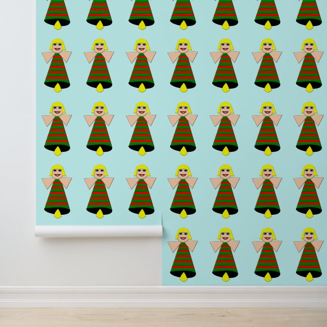 Kerstangel Bell Patterned Behang (Applicatie)