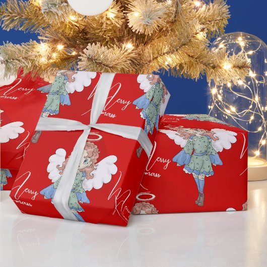 kerstangel cadeaupapier (Feestdagen)