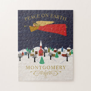 Kerstangel-dorp Peace on Earth Monogram Legpuzzel