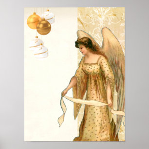 Kerstangel en Ornamenten Poster