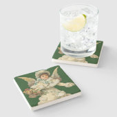 Kerstangel met mandje stenen onderzetter (Zijkant)