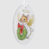 Kerstangel Mouse met grote versiering Ornament (voorkant)