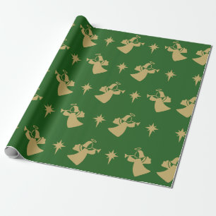 Kerstangel Nativiteit Star Green Gold Cadeaupapier