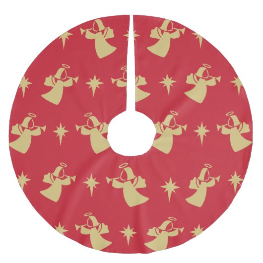 kerstangel Nativiteit Star Red Gold Kerstboom Rok (Voorkant)