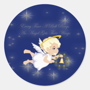 kerstangel ronde sticker