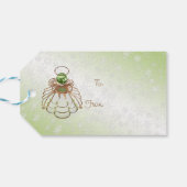 Kerstangel van Hope Bronze/Green "To: Van:" Cadeaulabel (Achterkant Horizontaal)