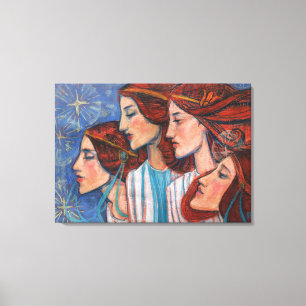KerstAngels Art Nieuw-Zeeland Ginger Vrouwen schil Canvas Afdruk