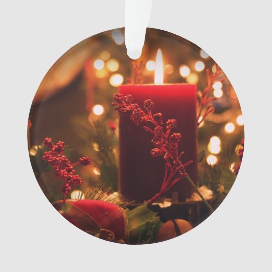 Kerstannament acrylronde lichtkaars ornament (voorkant)