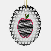 Kerstannament leraar - Houndstooth Apple Keramisch Ornament (Rechts)