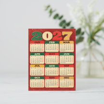 Kerstansichtkaart – 2027 Retrokalender