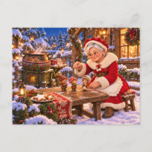 Kerstansichtkaart – De chocolade van mevrouw Claus