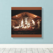 Kerstantieke Jezus Natitivity Manger Scene Canvas Afdruk (Insitu (Houten vloer))