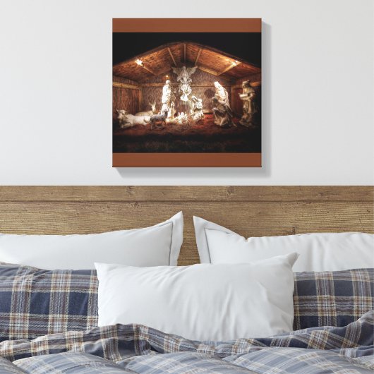 Kerstantieke Jezus Natitivity Manger Scene Canvas Afdruk (Insitu (Slaapkamer))