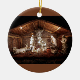 Kerstantieke Jezus Natitivity Manger Scene Keramisch Ornament