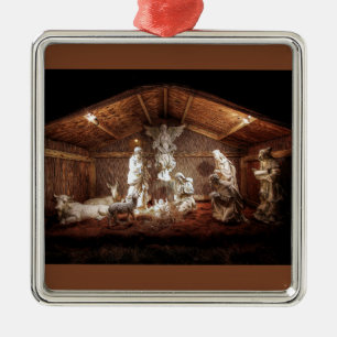 Kerstantieke Jezus Natitivity Manger Scene Metalen Ornament