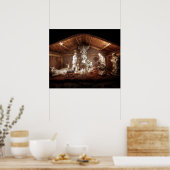 Kerstantieke Jezus Natitivity Manger Scene Poster (Keuken)