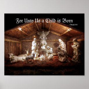 Kerstantieke Jezus Natitivity Manger Scene Poster