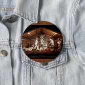 Kerstantieke Jezus Natitivity Manger Scene Ronde Button 4,0 Cm (In situ)