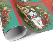 Kerstapapier voor Siberië Husky Cadeaupapier (Rol Hoek)