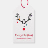Kerstarendieren grappig wit monogram cadeaulabel (Voorkant)